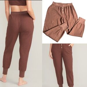 Old Navy Brown Ribbed Waffle Knit Pajama Joggers M Root Beer Cozy